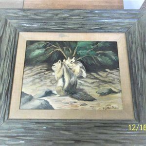 Beautiful Squirrel Oil Painting on Canvas by Joyce Dinkel